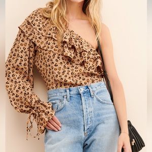 Rue Stiic One Shoulder Cheetah Top - M - Anthropologie